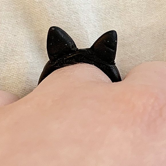 3/$25 Black Cat Ears Hand Crafted Polymer Clay Fashion Ring - Picture 3 of 7